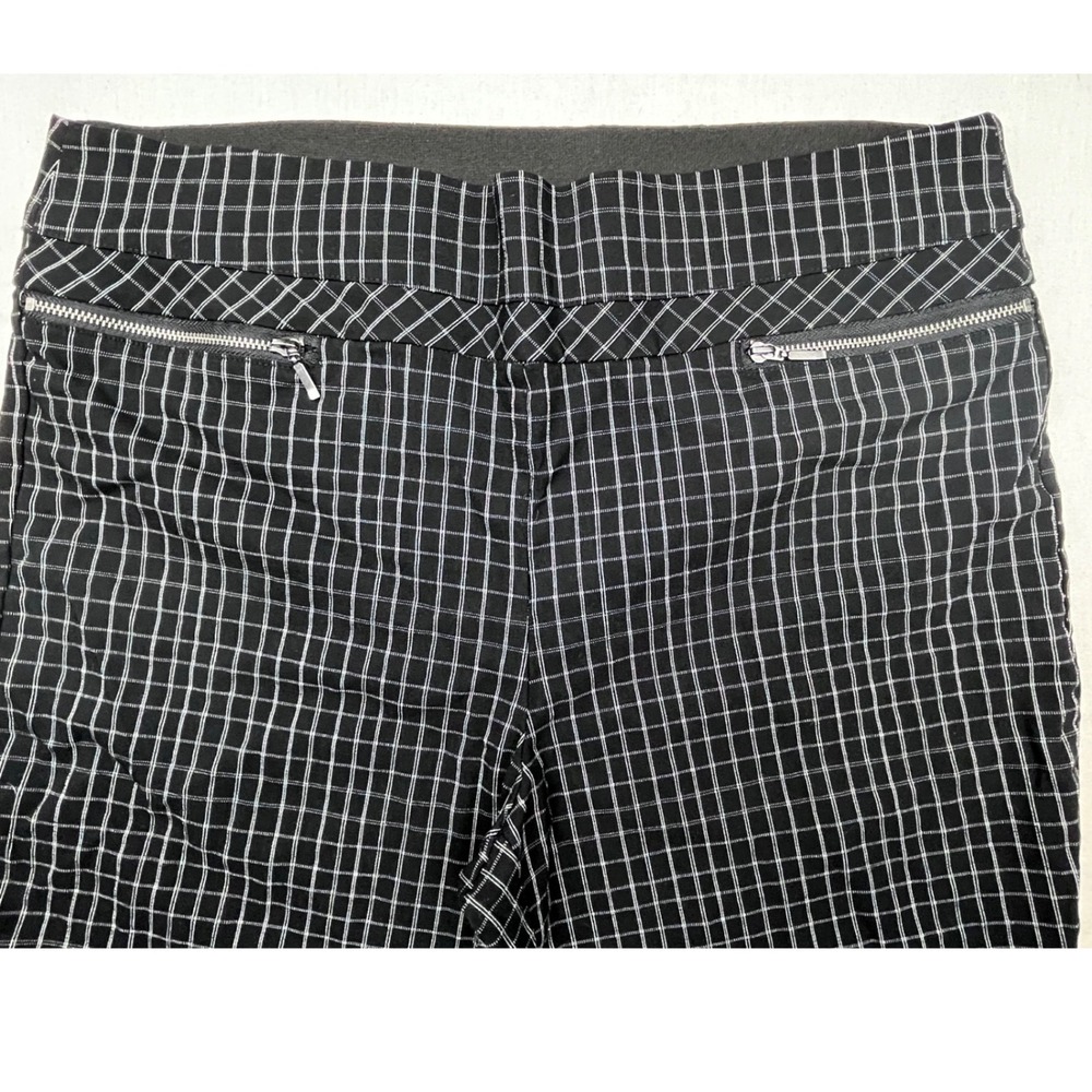 Violets & Roses Womens Black White Grid Zipper Pocket Dress Pants Size 14/32